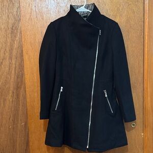Guess Black Trench Coat with Silver Accents